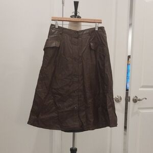 Banana Republic Faux Leather Dark Brown A-Line Skirt